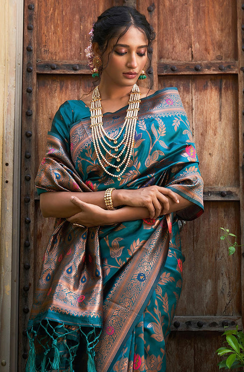 Vasthrlay Banarasi Floral Unstitched Saree