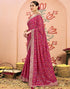 Vasthrlay Georgette Embroidery Rani Pink Saree With Unstitched Blouse Piece
