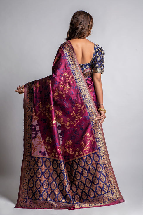 Vasthrlay Magenta Banarasi Designer Saree