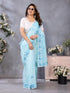 Vasthrlay Blue Embroidery Unstitched Saree