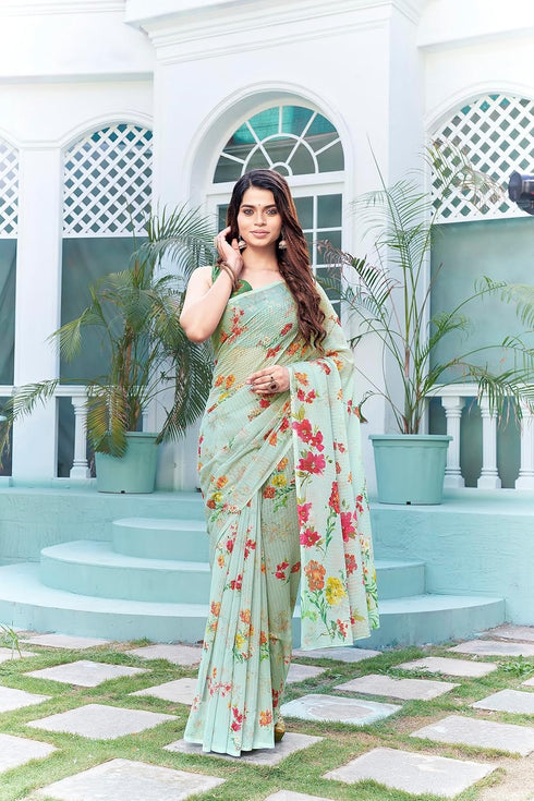 Vasthrlay Georgette Sequence White Ethnic Wear