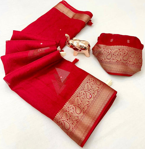 Vasthrlay Bandhani Unstitched Piece Saree