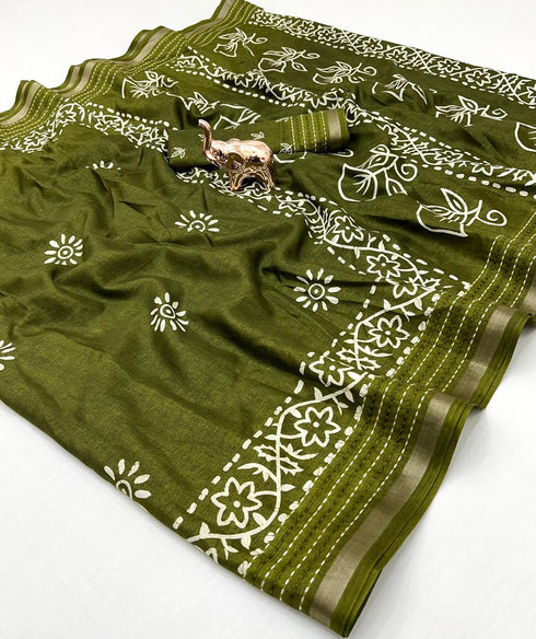 Vasthrlay Tussar Floral Bandhani