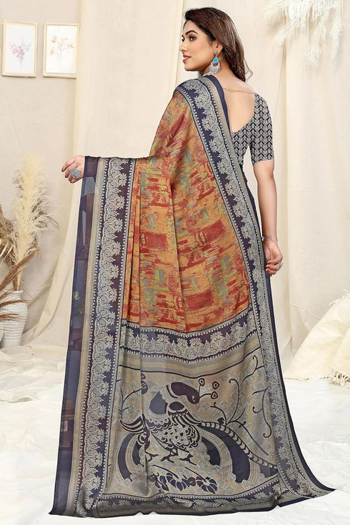 Vasthrlay Fashion Georgette Kalmkari Mehandi Ethnic Wear