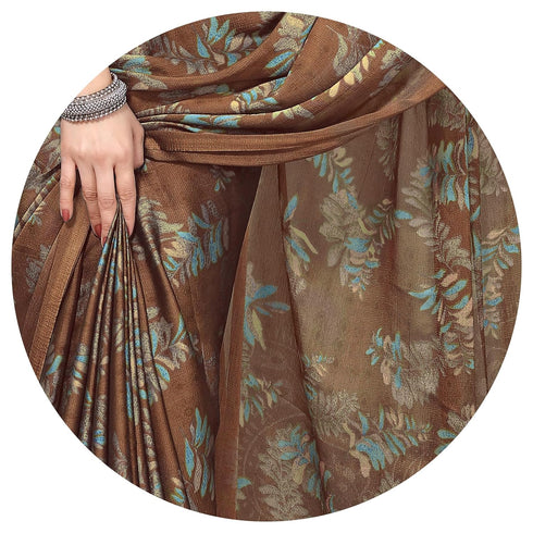 Vasthrlay Fashion Chiffon Turquoise Ethnic Wear
