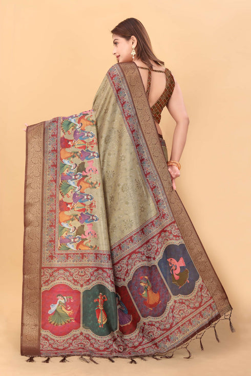 Vasthrlay Kanjivaram Traditional Unstitched Saree