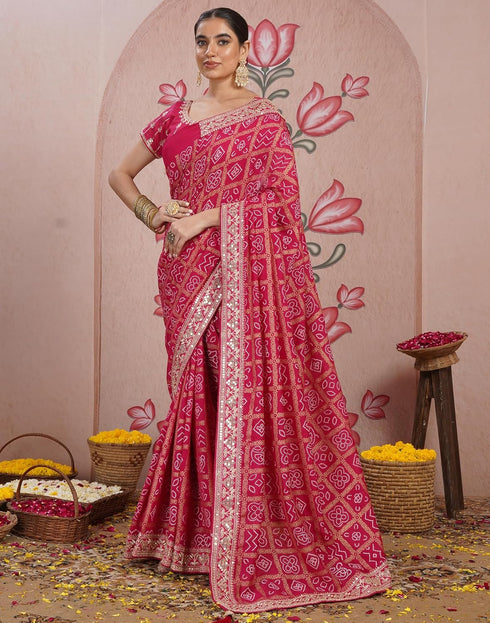 Vasthrlay Georgette Embroidery Unstitched Dark Green Saree