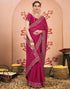 Vasthrlay Bandhani Embroidery Rani Pink And Golden Border Saree With Unstitched Blouse Piece