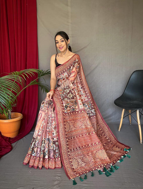Vasthrlay Cotton Kalamkari Printed Ethnic Wear