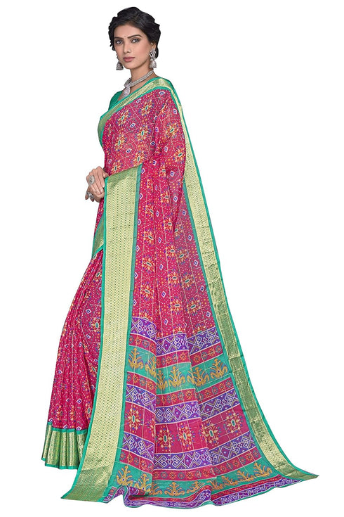 Vasthrlay Organza Bandhani Green Ethnic Wear