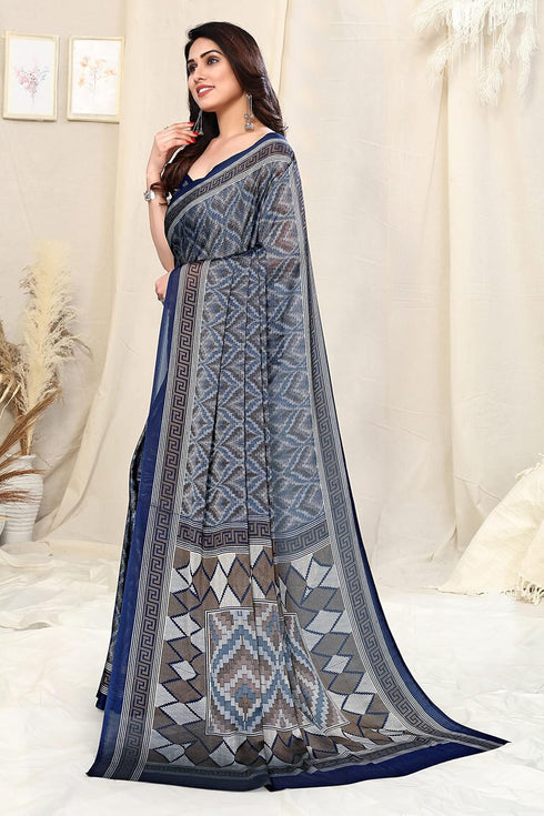 Vasthrlay Fashion Chiffon Turquoise Ethnic Wear