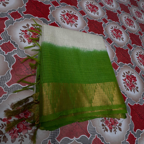 Vasthrlay Nr Handloom Bhagalpuri Running Green Orange