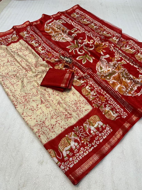 Vasthrlay Kalamkari Elephant Contrast