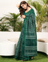 Vasthrlay Womens Printed Unstitched Green Saree