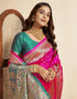 Vasthrlay Paithani Jacquard Unstitched Pink Saree