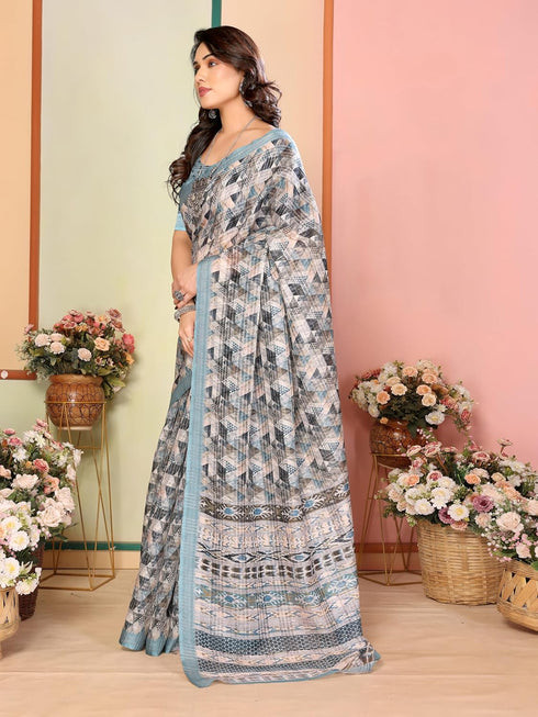 VasthrlayDigital Unstitched Dumbbell Red Free Ethnic Wear