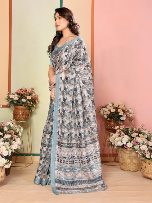 Vasthrlay Printed Unstitched Saree