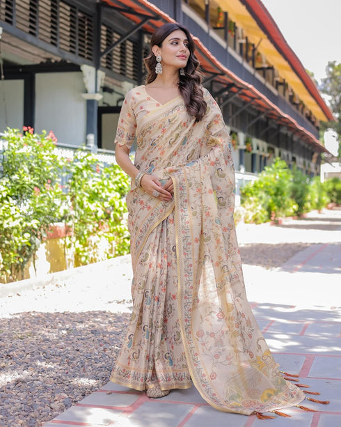 Vasthrlay Handloom Cotton Tassels Saree