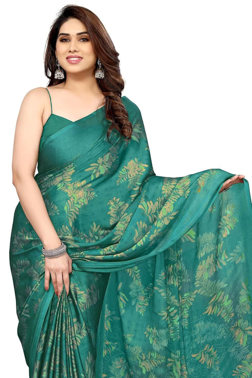 Vasthrlay Fashion Chiffon Turquoise Ethnic Wear