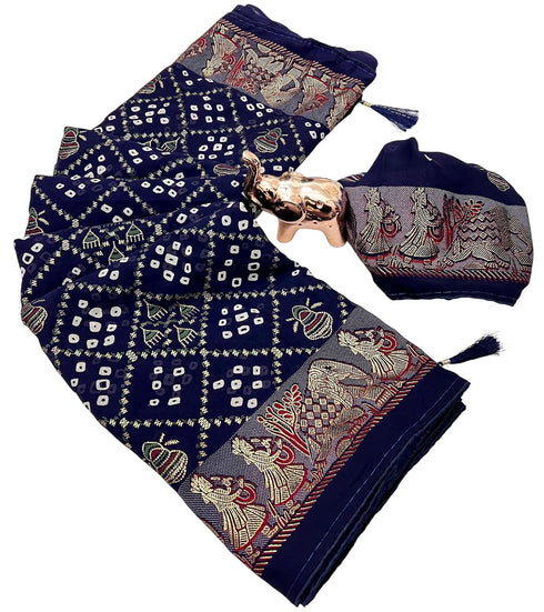 Vasthrlay Bandhani Georgette Kalamkari