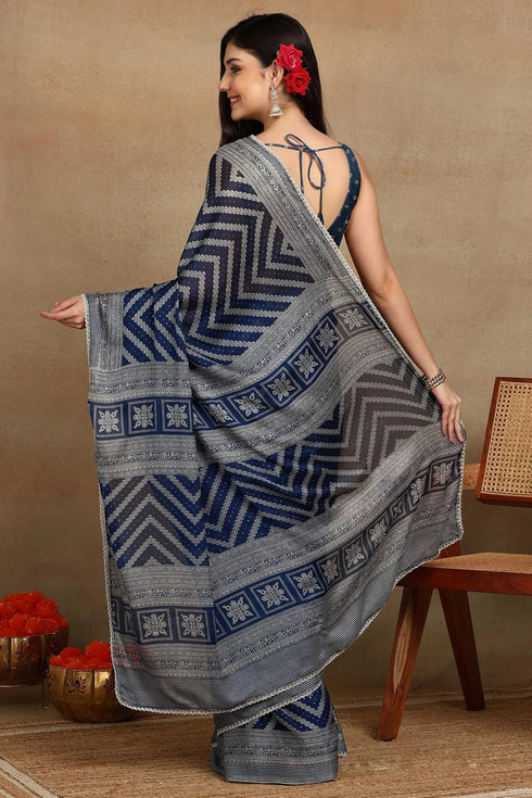 Vasthrlay Fashion Georgette Leheriya Turquoise Ethnic Wear