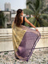Vasthrlay Kanjivaram Organza Kalamkari Cream Purple Ethnic Wear