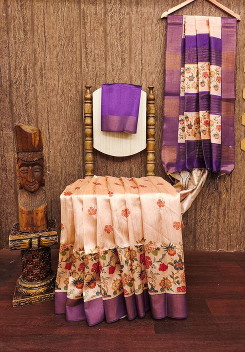 Vasthrlay Tussar Saree Designer Weaving Contrast
