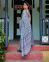 Vasthrlay Turquoise Floral Embroidered Saree