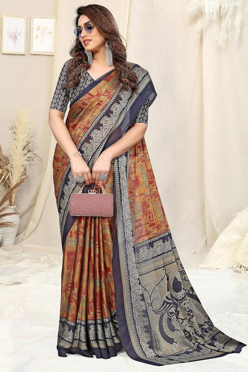 Vasthrlay Fashion Georgette Kalmkari Mehandi Ethnic Wear