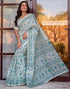 Vasthrlay Womens Printed Off-White Saree With Unstitched Blouse Piece