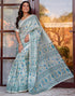 Vasthrlay Womens Printed Unstitched White Saree