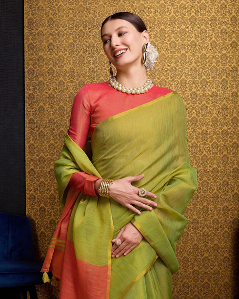 Vasthrlay Women's Cotton Length Unstitched Saree