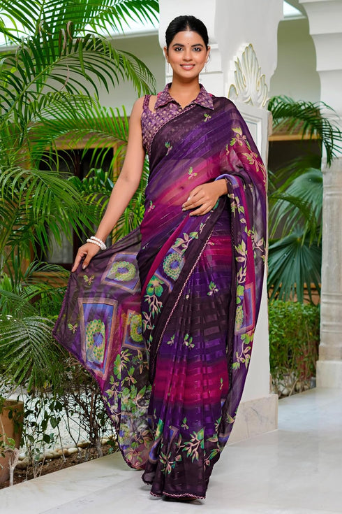 Vasthrlay Fashion Georgette Geometric Printed Ethnic Wear