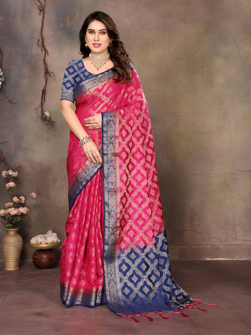 Vasthrlay Gold Banarasi Unstitched Saree