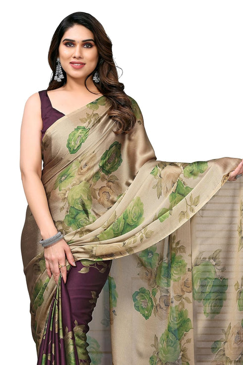 Vasthrlay Fashion Chiffon Printed Grey Ethnic Wear