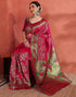 Vasthrlay Banarasi Jacquard Pink Saree With Unstitched Blouse Piece