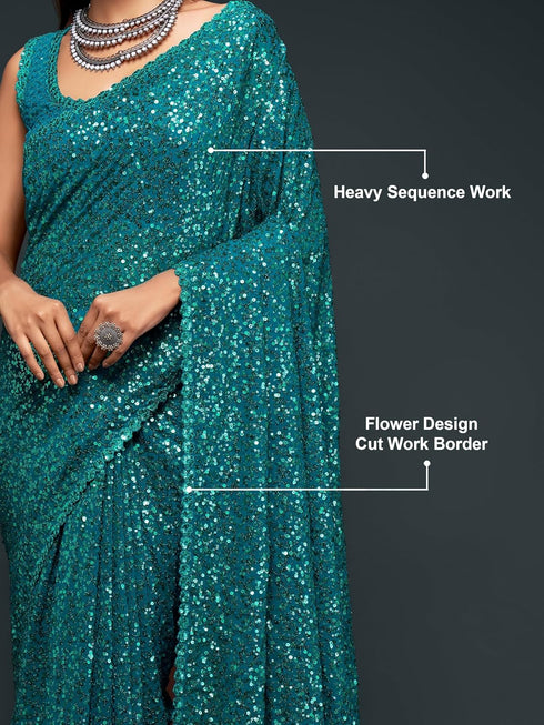 Vasthrlay Georgette Sequins Blouse Ethnic Wear