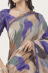 Vasthrlay Off White1 Paisley Printed Linen Saree With Unstitched Blouse Piece