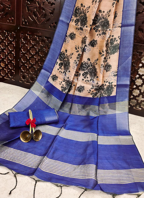 Vasthrlay Tussar Saree Designer Weaving Contrast