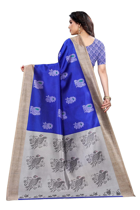 Vasthrlay Printed Kesar Blue Free Ethnic Wear