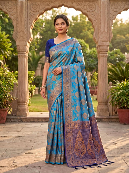 Vasthrlay Jacquard Traditional Unstitch Purpleorange Ethnic Wear
