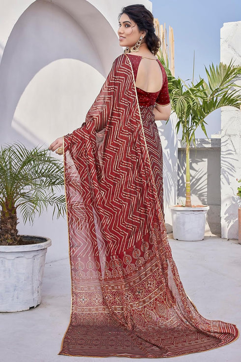Vasthrlay Fashion Georgette Sequins Navy Ethnic Wear