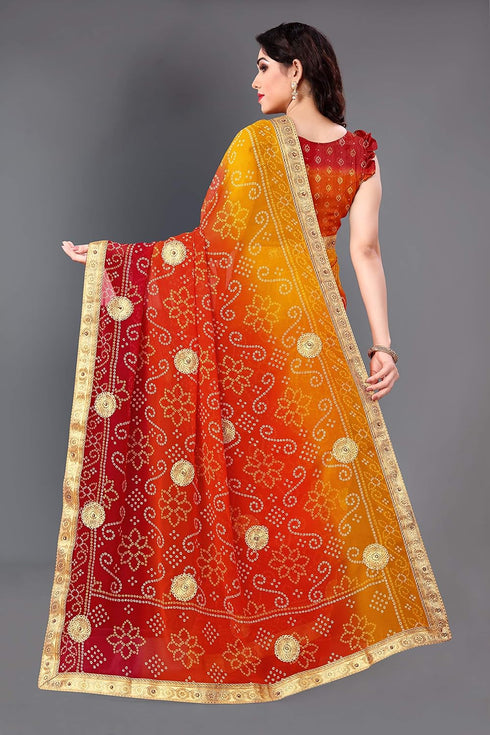 Vasthrlay Fashion Georgette Bandhej Red Ethnic Wear