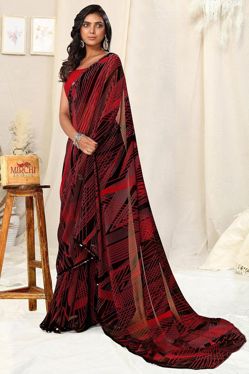 Vasthrlay Fashion Georgette Stripes Printed Ethnic Wear