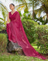 Vasthrlay Bandhani Printed Dark Pink Saree With Unstitched Blouse Piece