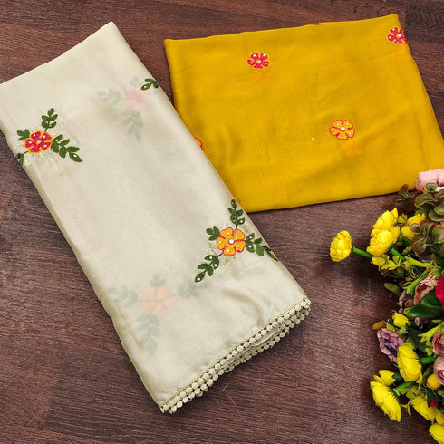 Vasthrlay Vichitra Embroidery Brown Black