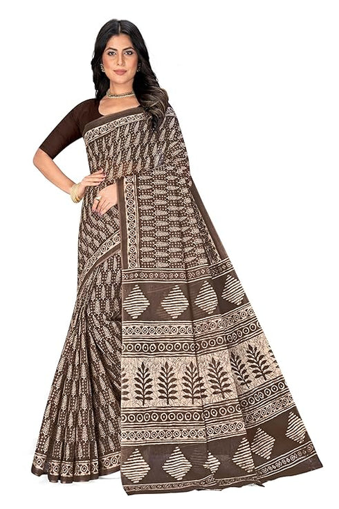 Tamaira Fashion Women'S Jaipuri Hand Block Printed Pure Cotton Mulmul Saree