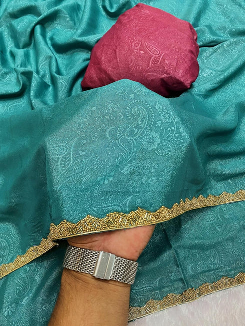 Vasthrlay Lavender Chiffon Paisley Contrast