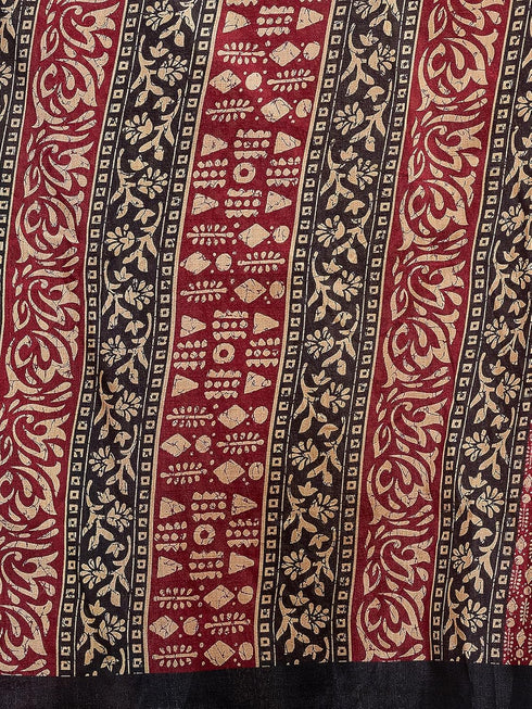 Vasthrlay Bandhani Printed Unstitched Black Saree