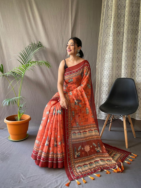 Vasthrlay Cotton Kalamkari Printed Ethnic Wear